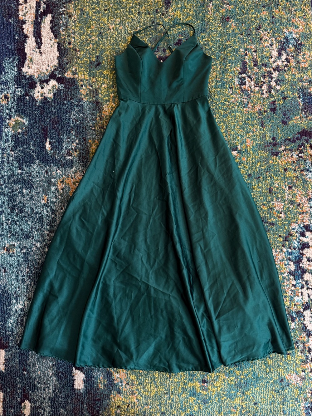 David’s Bridal Green A-Line Formal Dress